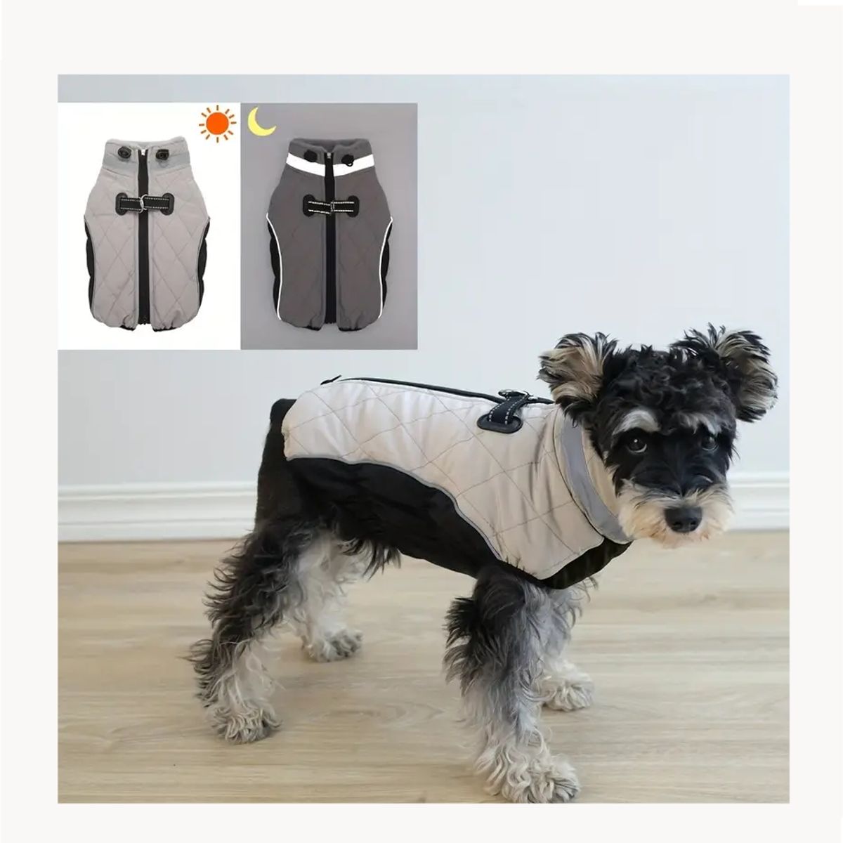GENERICO - Chaqueta perro MINI Talla S color NEGRO y GRIS