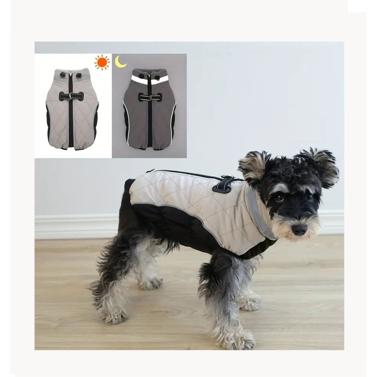 GENERICO - Chaqueta perro MINI Talla S color NEGRO y GRIS