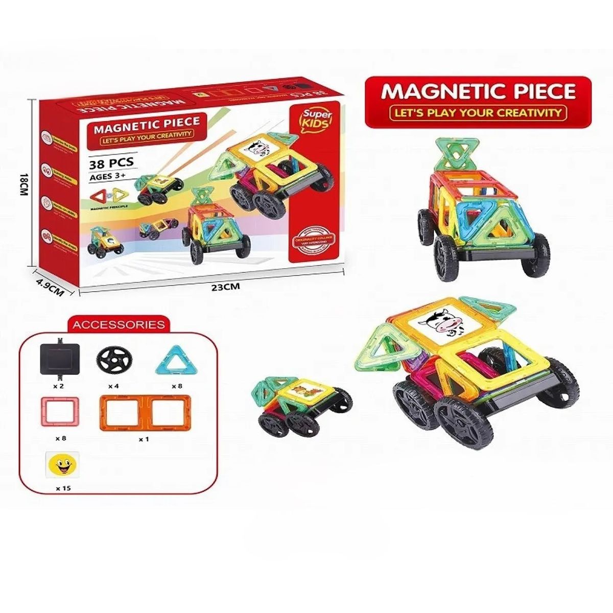 GENERICO - Bloques Magnéticos Diseño Auto - 38 Piezas