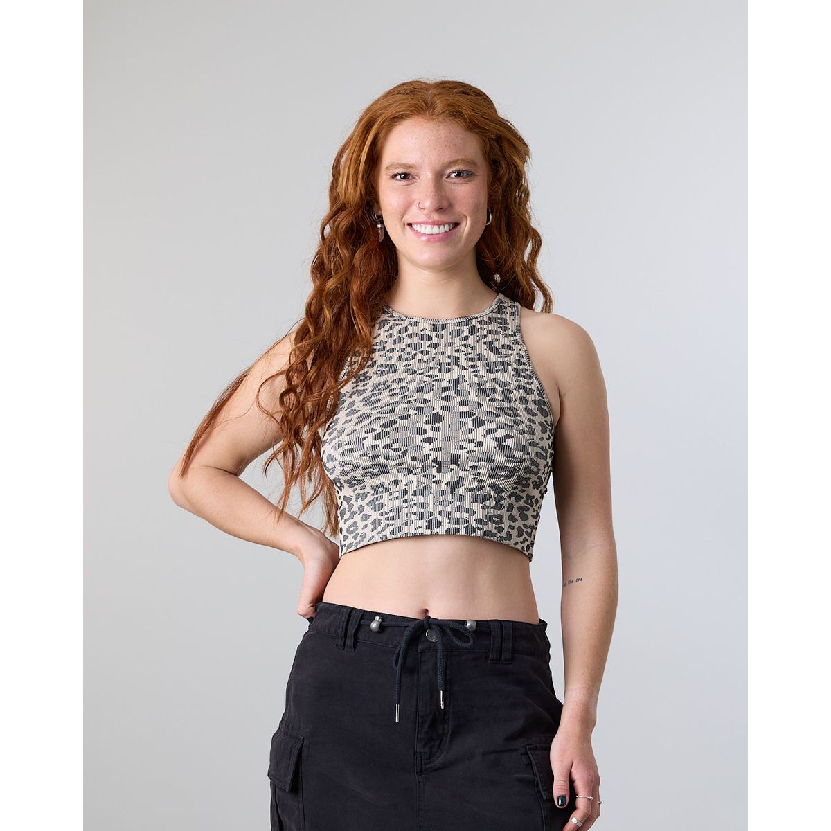 POLEMIC - Polera Top Halter Mujer tejido leopardo Polemic