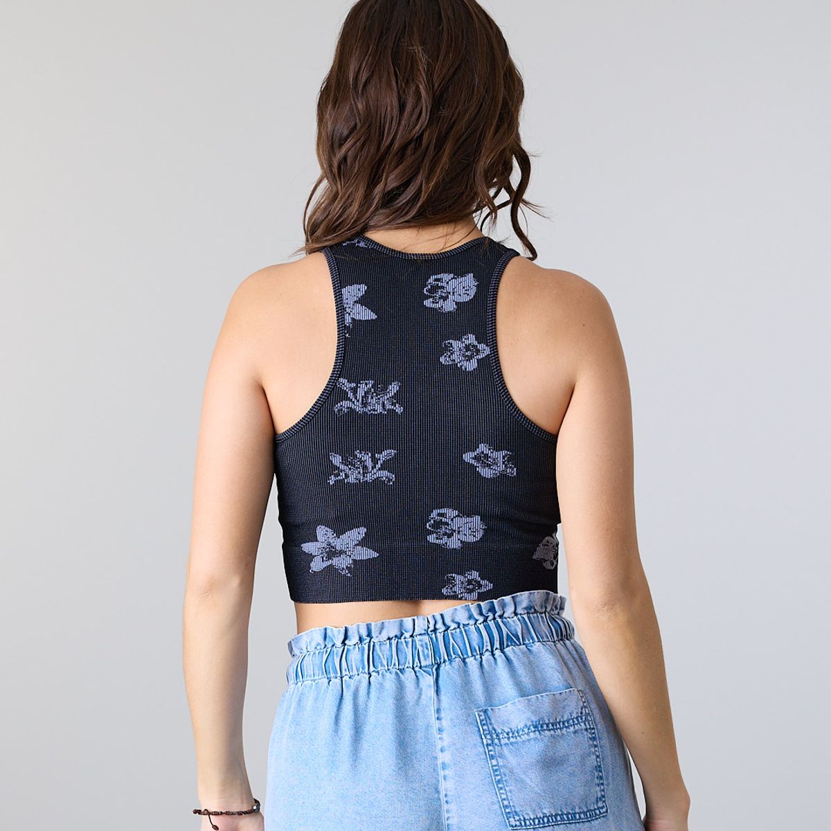 POLEMIC - Polera Top Halter Mujer tejido print Flor Polemic