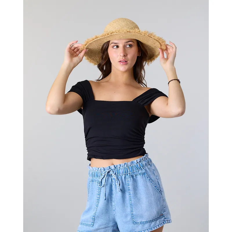 POLEMIC - Polera Top Mujer recogido lateral Polemic