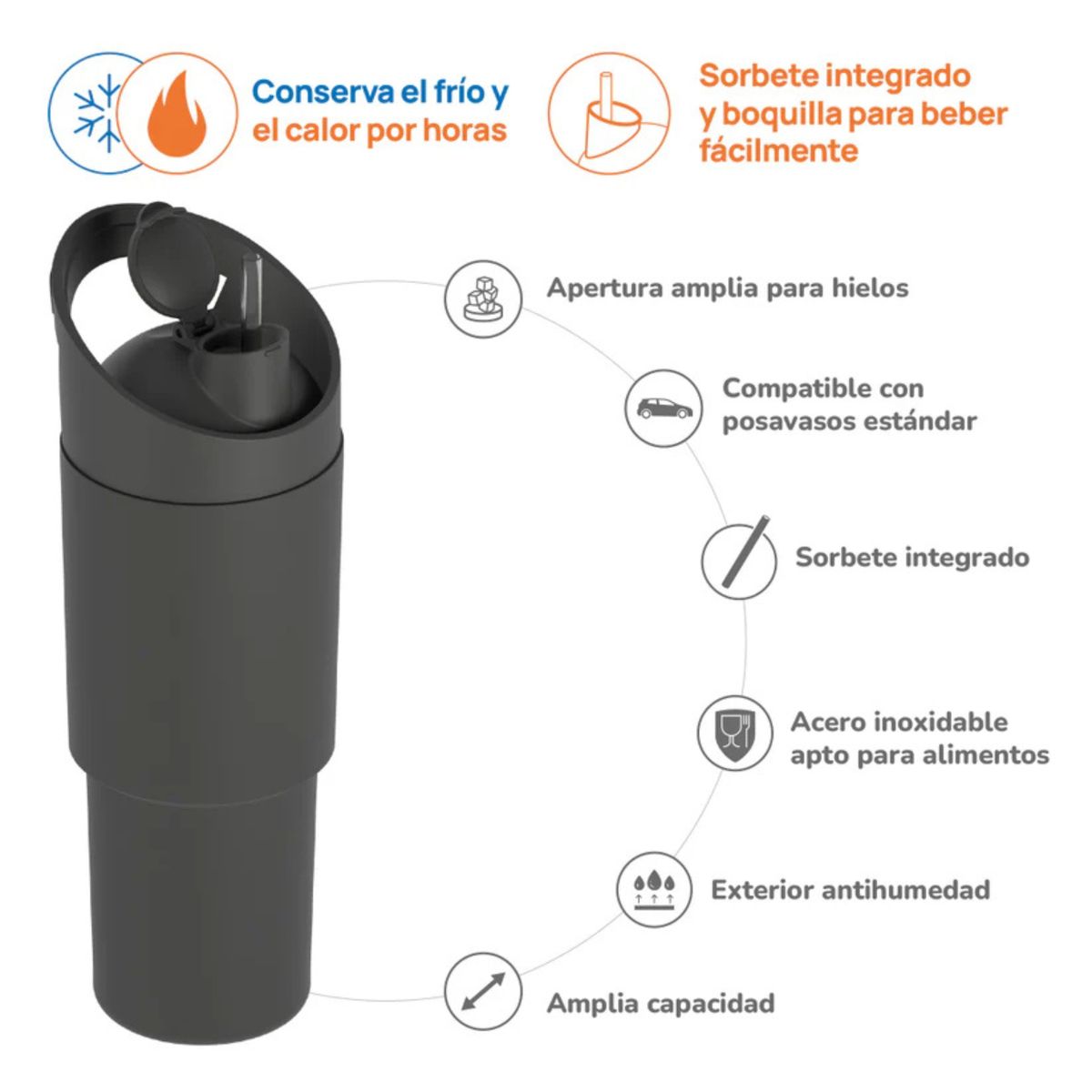 ASOBU - Botella Termica Cosmic Asobu Naranja Pastel  1l