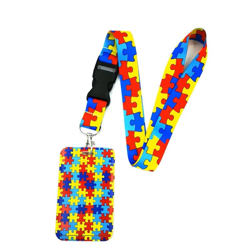 GENERICO - Portacredencial + Lanyard - Diseño Autismo