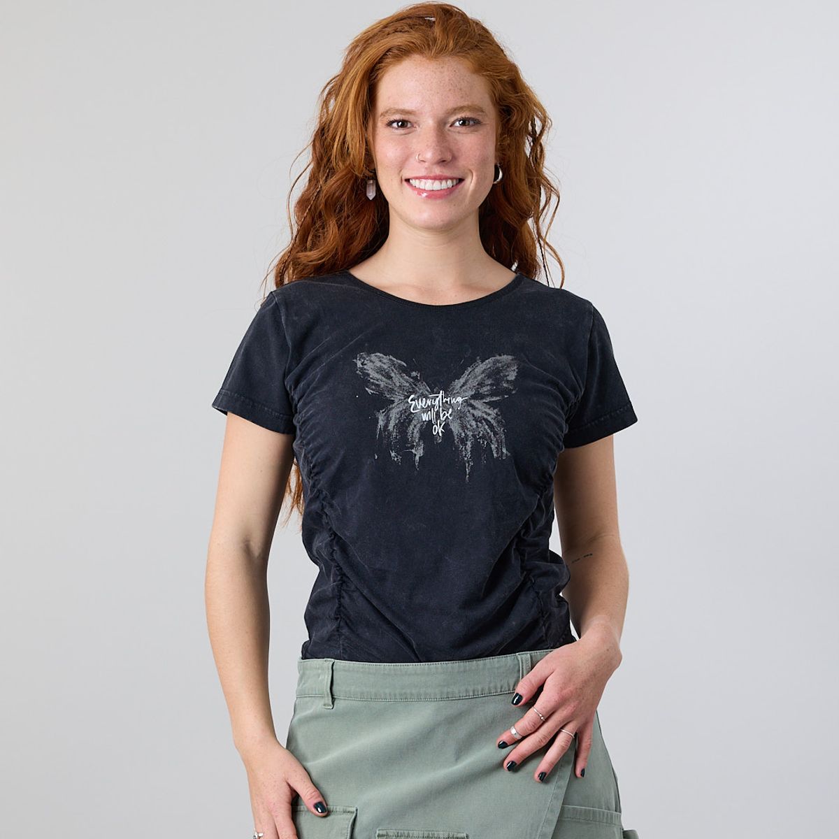 POLEMIC - Polera Mujer Algodón con recogido frontal Polemic