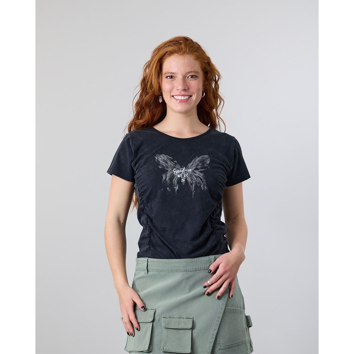 POLEMIC - Polera Mujer Algodón con recogido frontal Polemic