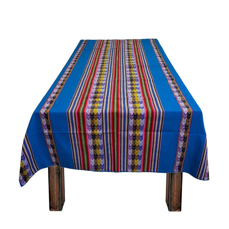 GENERICO - Manta Mantel Aguayo Andino 1.10 X 2,30 cm Decorativos Azul Petroleo