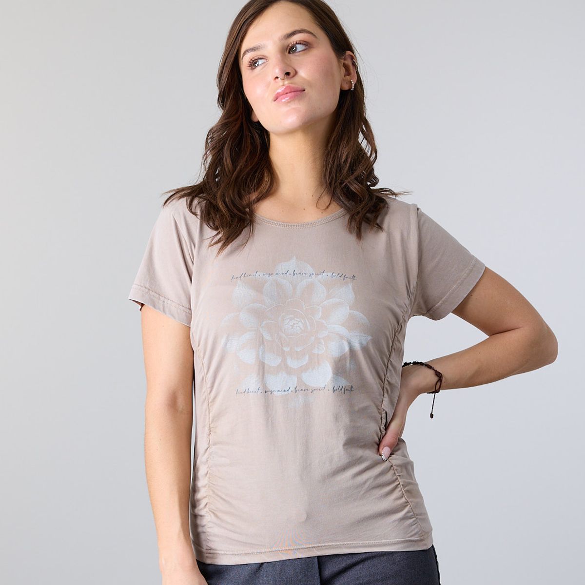 POLEMIC - Polera Mujer Algodón con recogido frontal Polemic