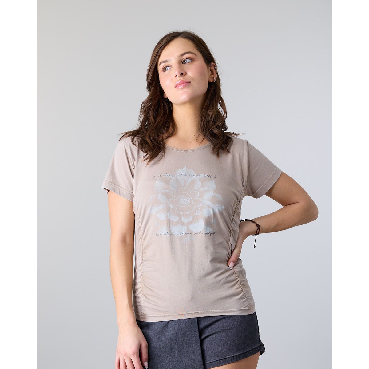 POLEMIC - Polera Mujer Algodón con recogido frontal Polemic