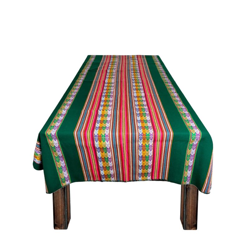 GENERICO - Manta Mantel Aguayo Andino 1.10 X 2,30 cm Decorativos Verde Oscuro