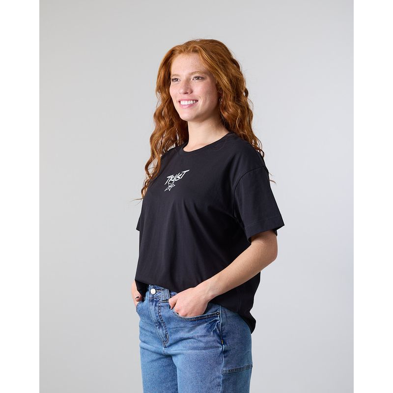 POLEMIC - Polera Mujer Algodón Negro Grafitti Relaxed Polemic
