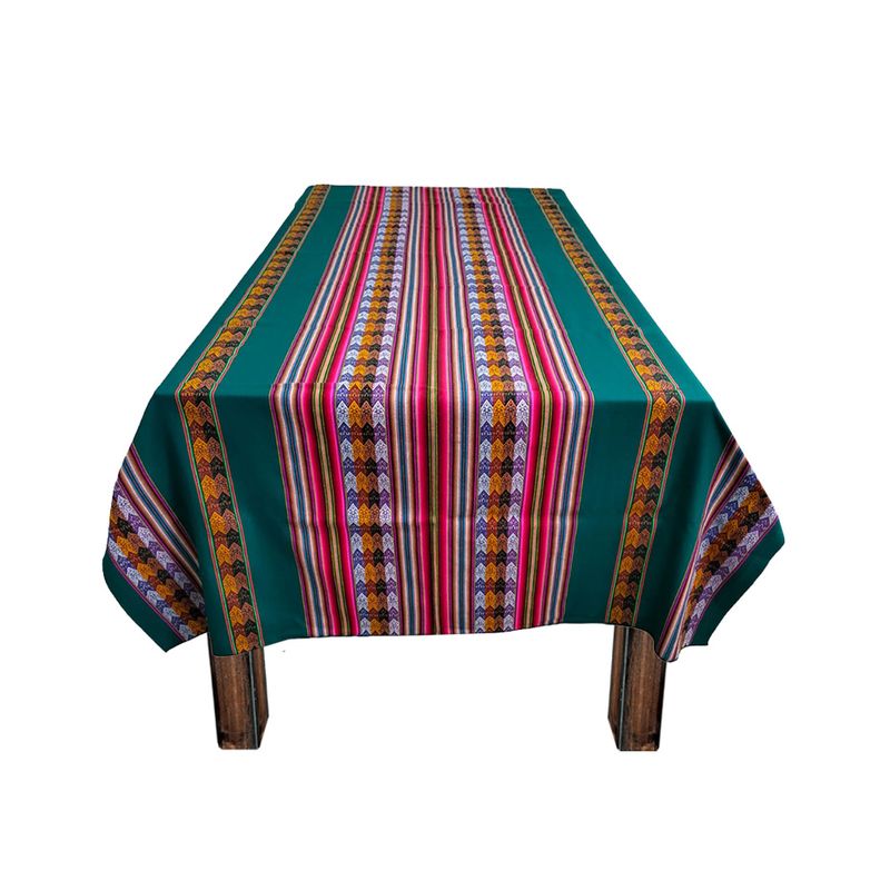 GENERICO - Manta Mantel Aguayo Andino 1.10 X 2,30 cm Decorativos Verde Petroleo