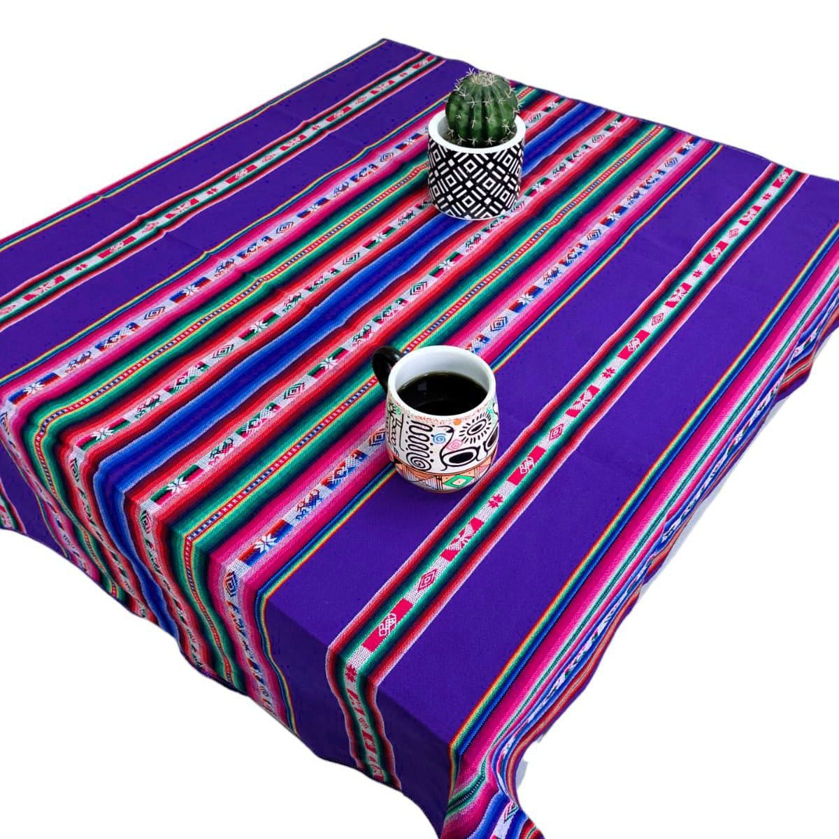 GENERICO - Manta Mantel  De Aguayo  Andino De Tela Boho 1.20 X 1.10 Cm Violeta Oscuro