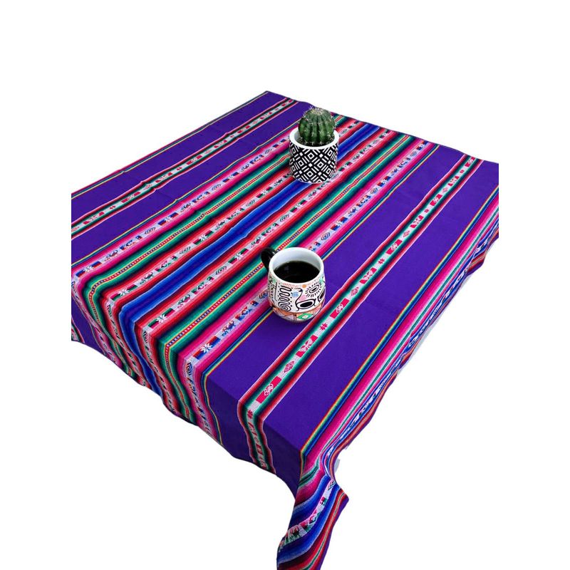 GENERICO - Manta Mantel  De Aguayo  Andino De Tela Boho 1.20 X 1.10 Cm Violeta Oscuro