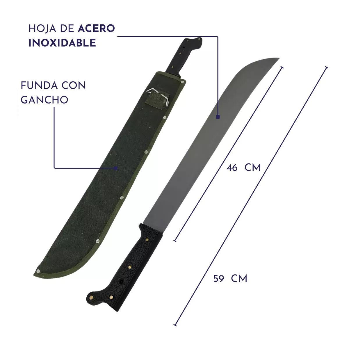 GENERICO - Machete Outdoor Acero Inoxidable Con Funda Pack De 2
