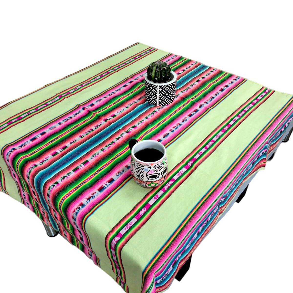 GENERICO - Manta Mantel  De Aguayo  Andino De Tela Boho 1.20 X 1.10 Cm Amarillo Claro