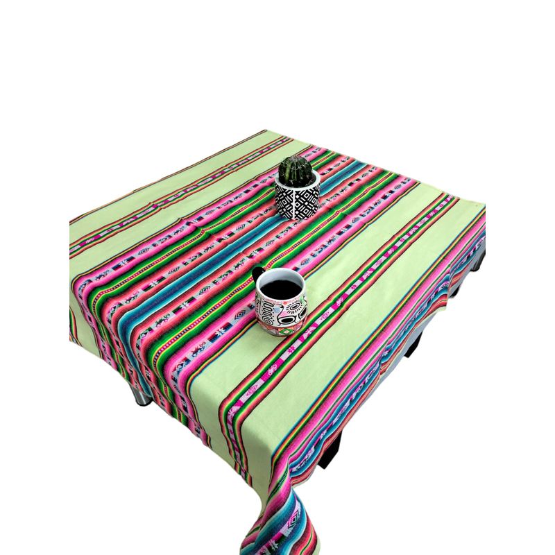 GENERICO - Manta Mantel  De Aguayo  Andino De Tela Boho 1.20 X 1.10 Cm Amarillo Claro