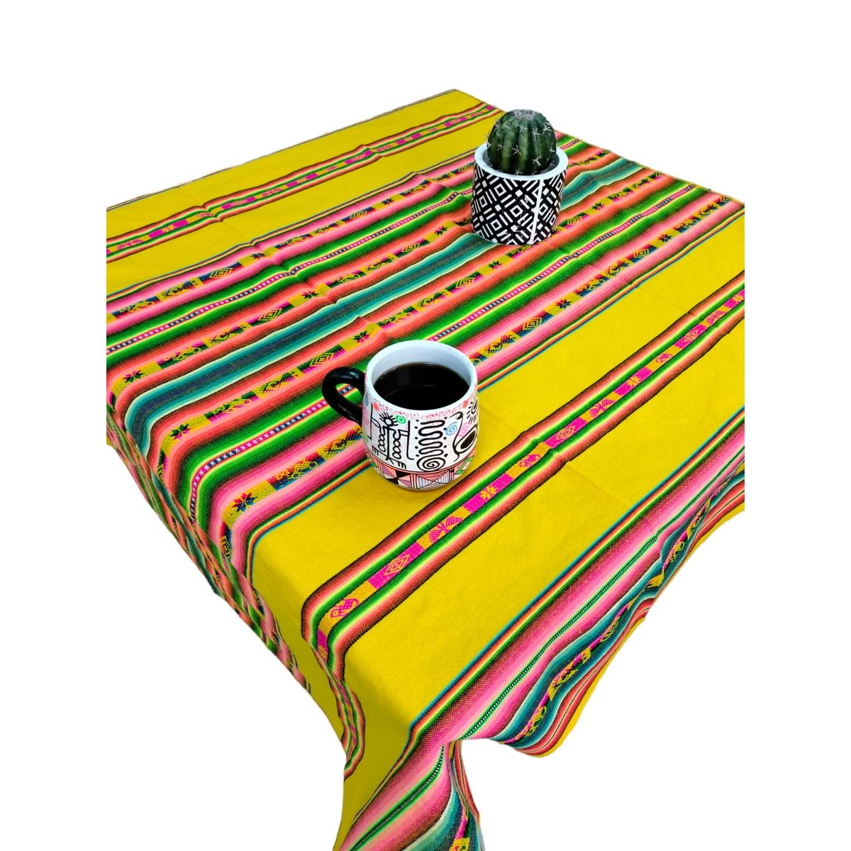 GENERICO - Manta Mantel  De Aguayo  Andino De Tela Boho 1.20 X 1.10 Cm Verde Limon