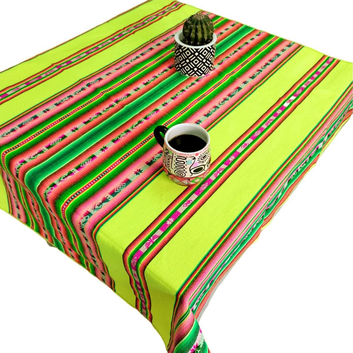 Manta Mantel  De Aguayo  Andino De Tela Boho 1.20 X 1.10 Cm Amarillo Neon, marca GENERICO - Foto Principal