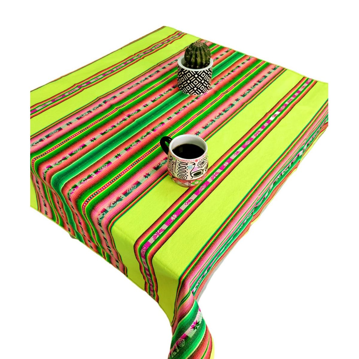 Manta Mantel  De Aguayo  Andino De Tela Boho 1.20 X 1.10 Cm Amarillo Neon, marca GENERICO - Foto Principal