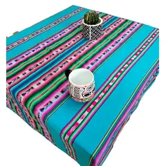 GENERICO - Manta Mantel De Aguayo Andino De Tela Boho 1.20 X 1.10 Cm Celeste
