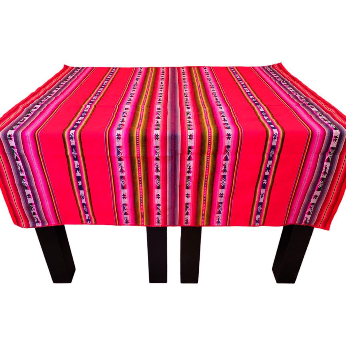 GENERICO - Manta Mantel  De Aguayo  Andino De Tela Boho 1.20 X 1.10 Cm Rojo