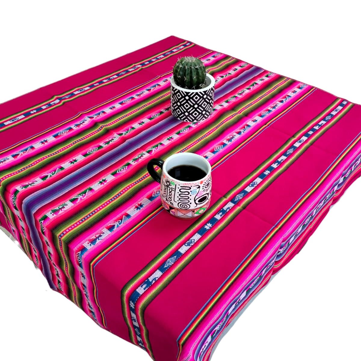 Manta Mantel  De Aguayo  Andino De Tela Boho 1.20 X 1.10 Cm Fucsia Oscuro, marca GENERICO - Foto Principal