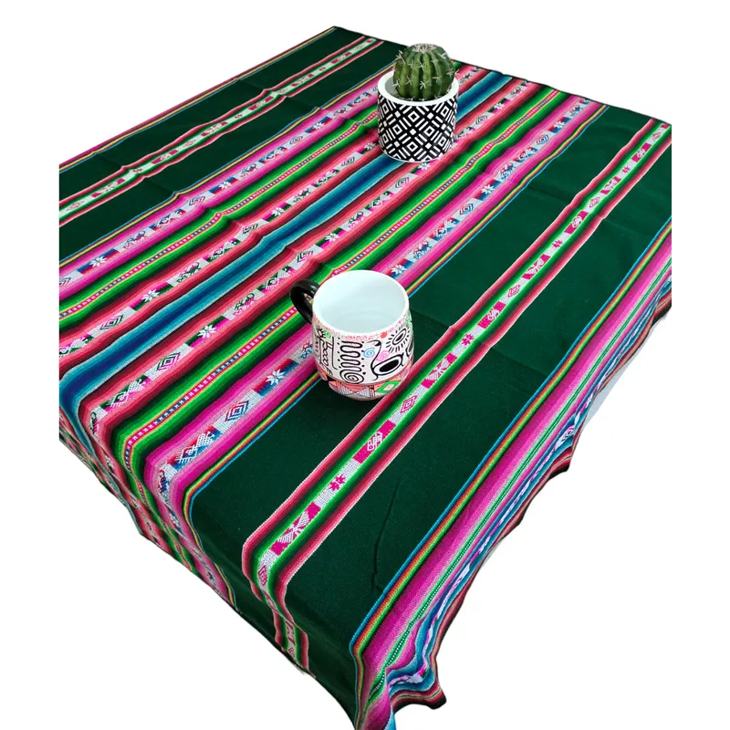 GENERICO - Manta Mantel  De Aguayo  Andino De Tela Boho 1.20 X 1.10 Cm Verde Musgo