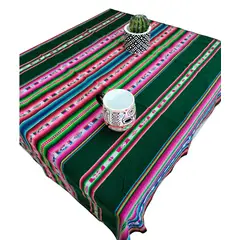 GENERICO - Manta Mantel De Aguayo Andino De Tela Boho 1.20 X 1.10 Cm Verde Musgo