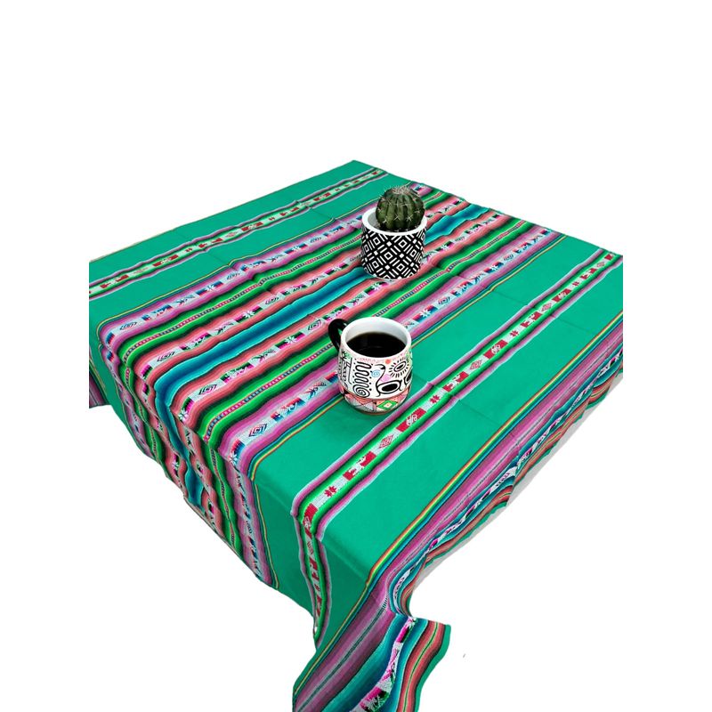 GENERICO - Manta Mantel  De Aguayo  Andino De Tela Boho 1.20 X 1.10 Cm Turquesa