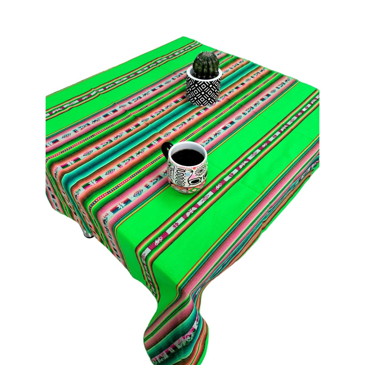 Manta Mantel  De Aguayo  Andino De Tela Boho 1.20 X 1.10 Cm Verde Lima, marca GENERICO - Foto Principal