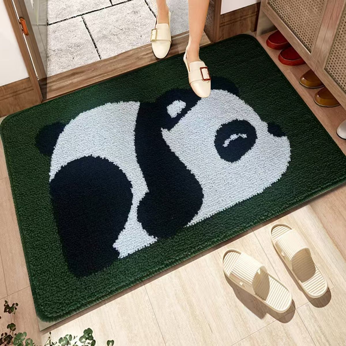 GENERICO - ALFOMBRA DE ENTRADA VERDE OSITO TIERNO DISEÑO 50X80CM TF