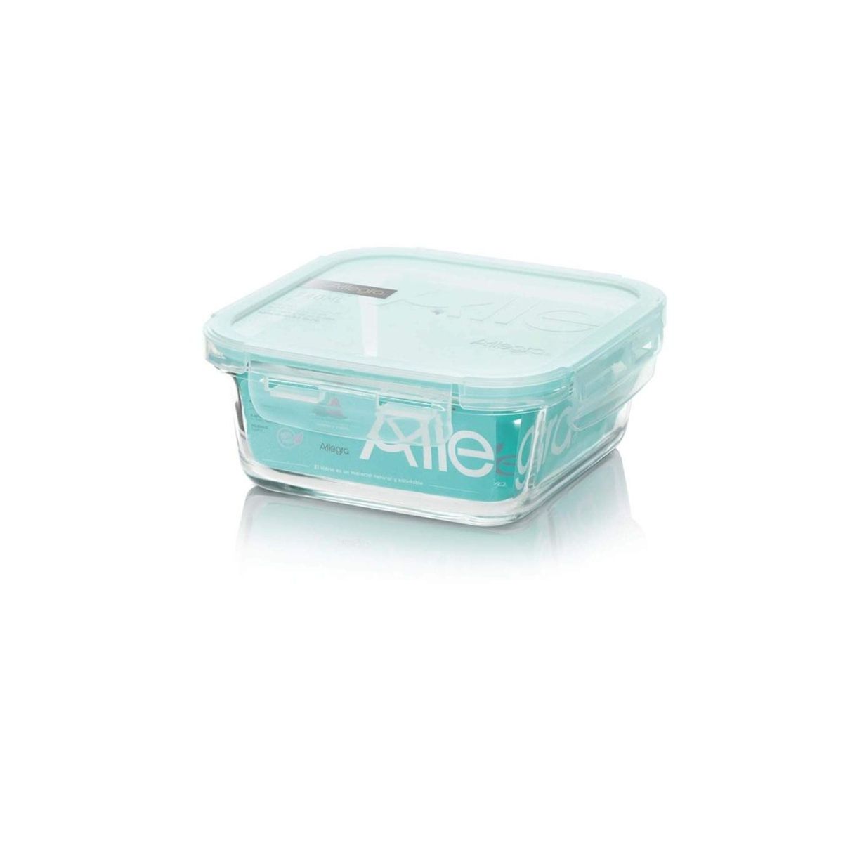 ALLEGRA - Pack de 3 Contenedores Hermético De Vidrio Cuadrado 380 Ml