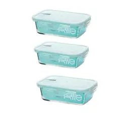 ALLEGRA - Pack de 3 Contenedores Hermético Vidrio Rectangular 750 Ml