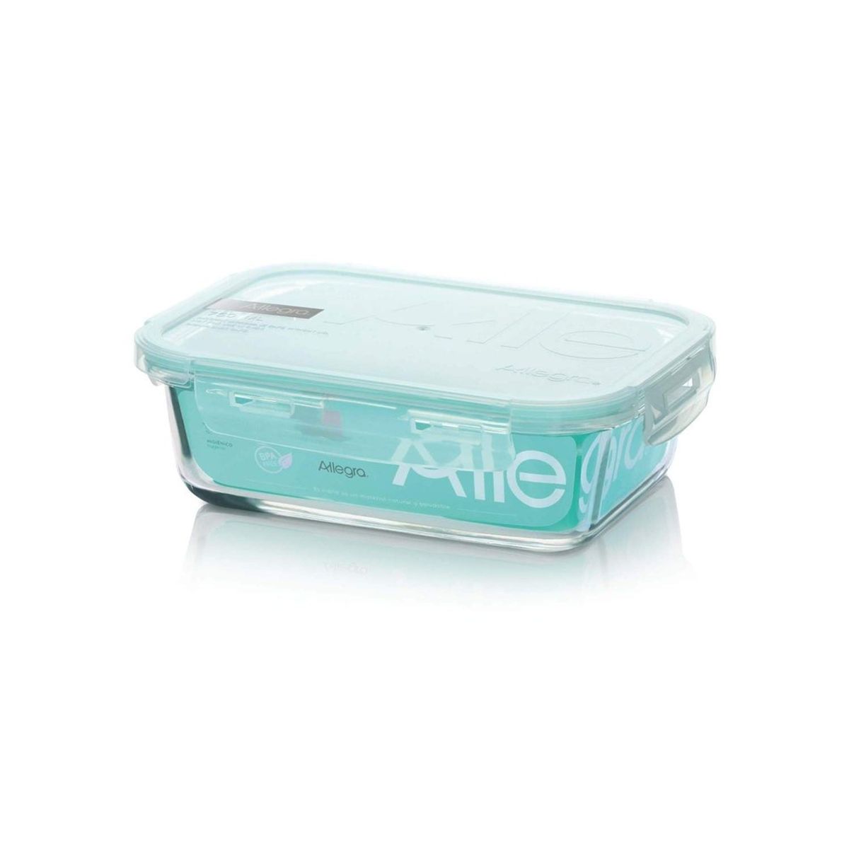 ALLEGRA - Pack 3 Contenedores Hermético Vidrio Rectangular De 1 Litro
