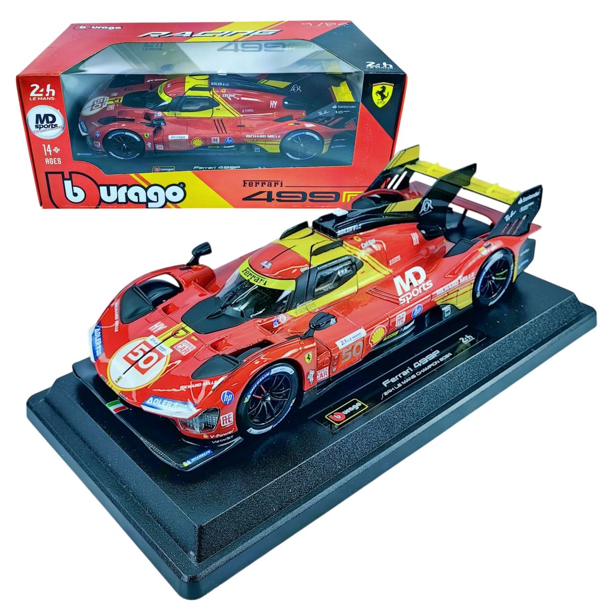 BBURAGO - Auto Ferrari 499P LeMans 2024 #50 Caja Normal Burago Escala 1:24