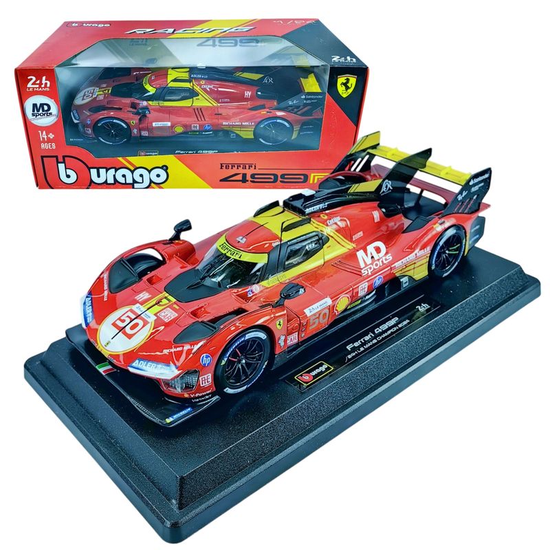 BBURAGO - Auto Ferrari 499P LeMans Winner 2024 #50 Caja Acrilica 1:24