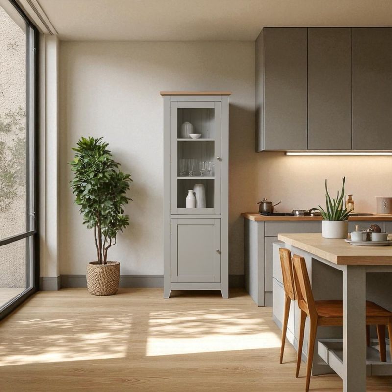 GENERICO - Esquinero Alacena de madera 60x40x180 color Gris cubierta Miel