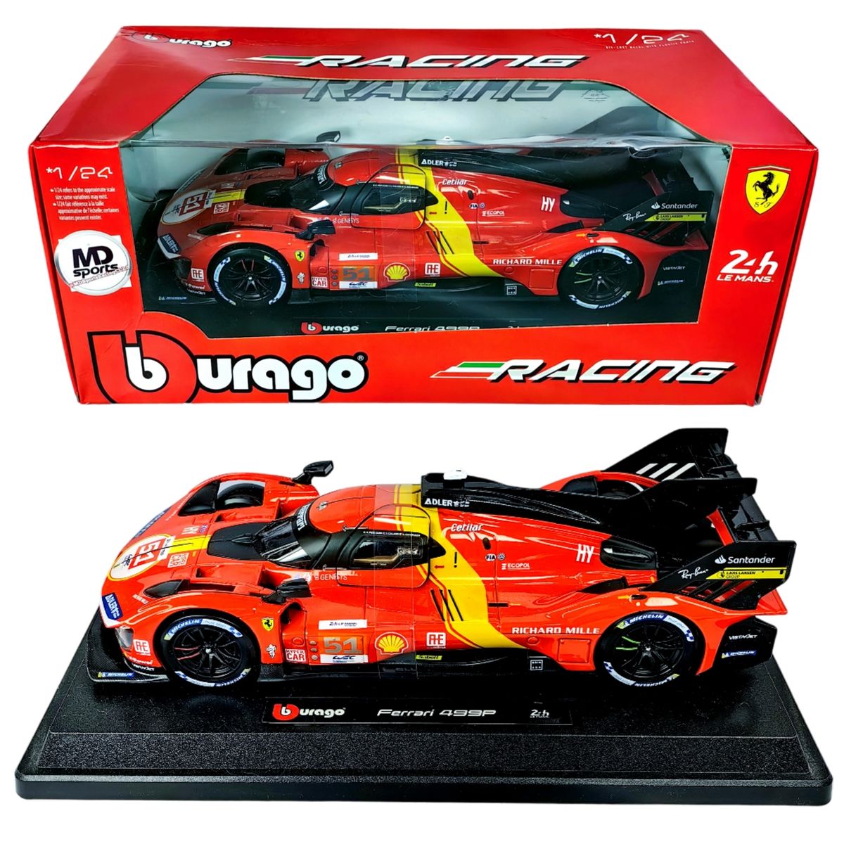 BBURAGO - Auto LeMans Winner Ferrari 499P 2023 #51 Caja Normal Burago Escala 1:24