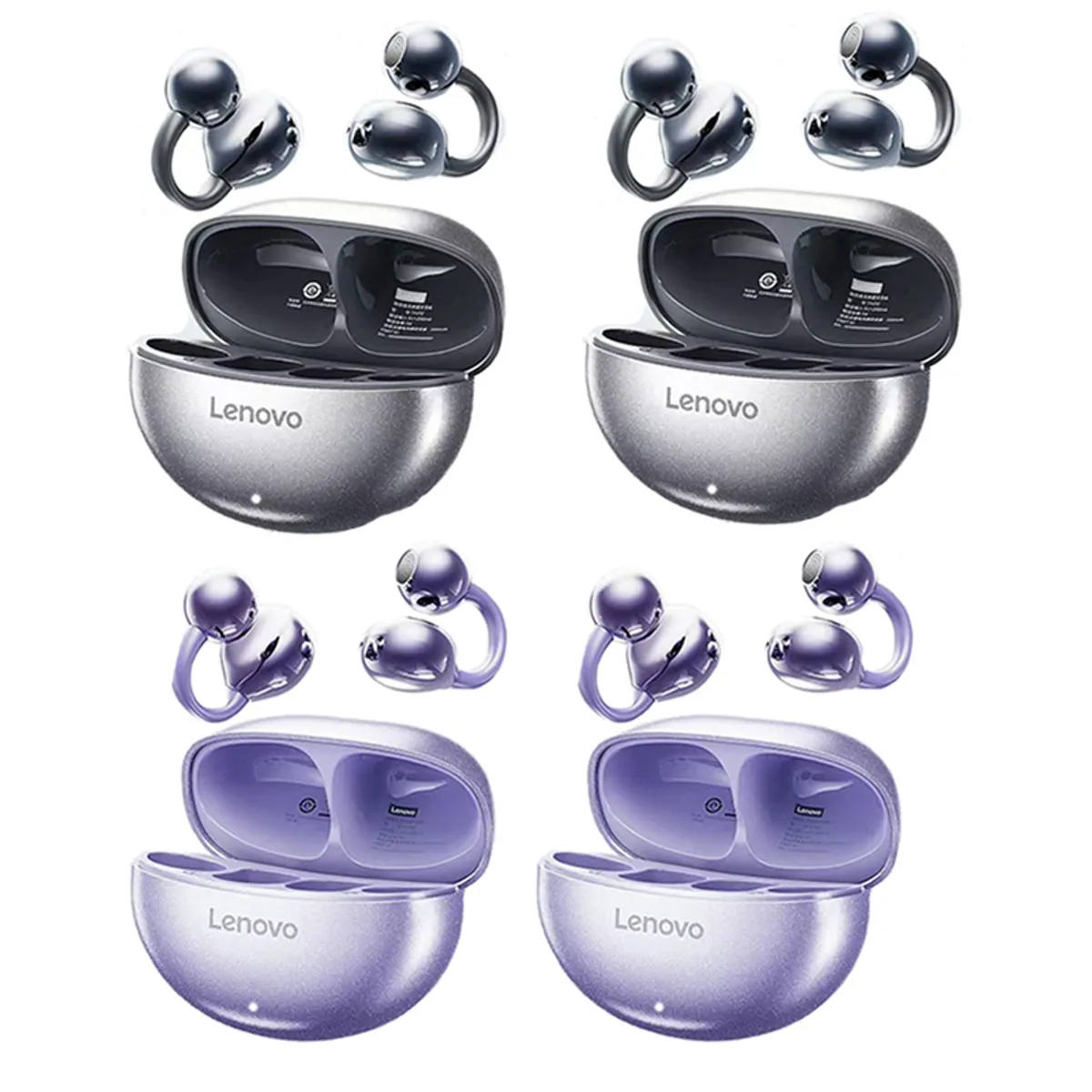 LENOVO - Set 4 Audífonos Lenovo TA140  Tws Bluetooth 54-2Negro+2Morado