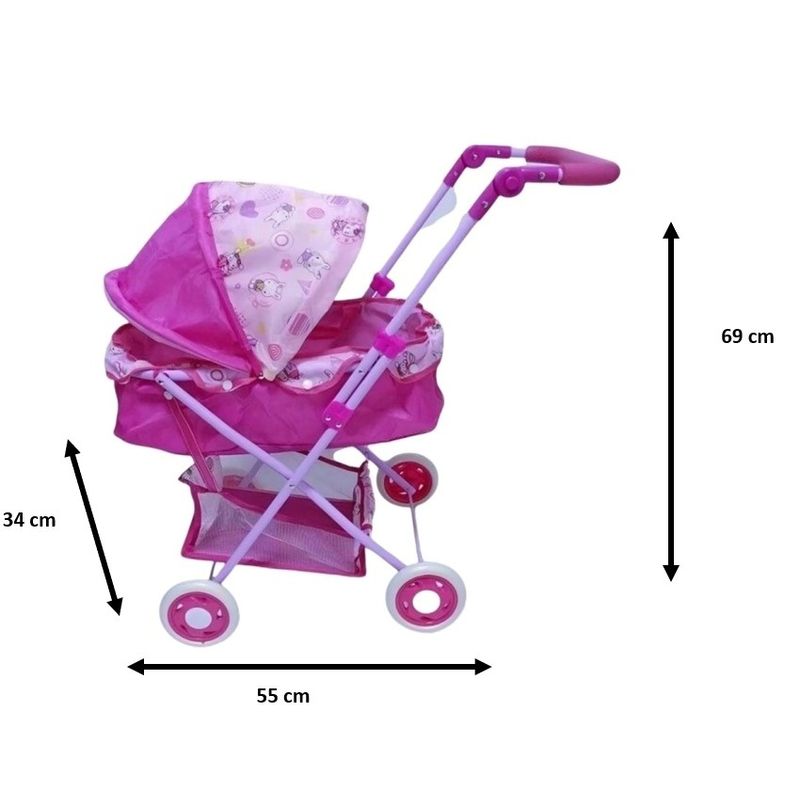 GENERICO - Coche Cuna grande metálico 69cm x 55cm x 34cm