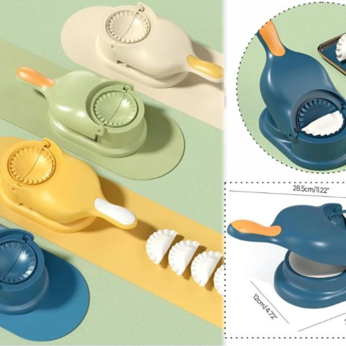 GENERICO - Maquina para Hacer Mini Empanadas Dumplings 2 En 1 Azul