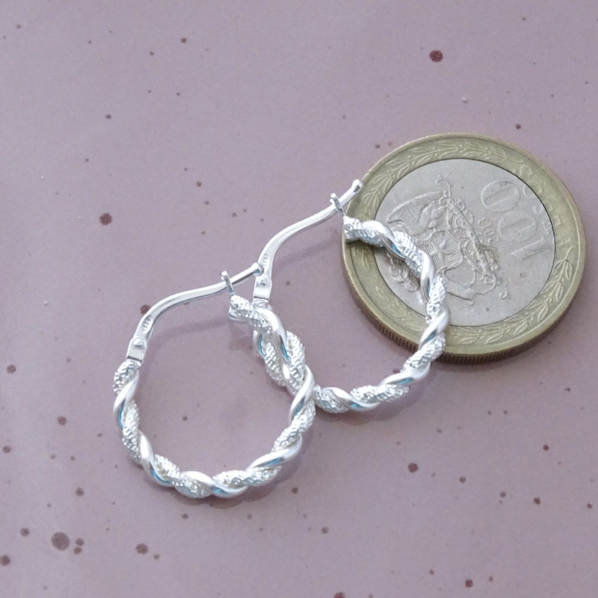 MABELITA - Aros Argollas de Plata Enroscadas 20 mm