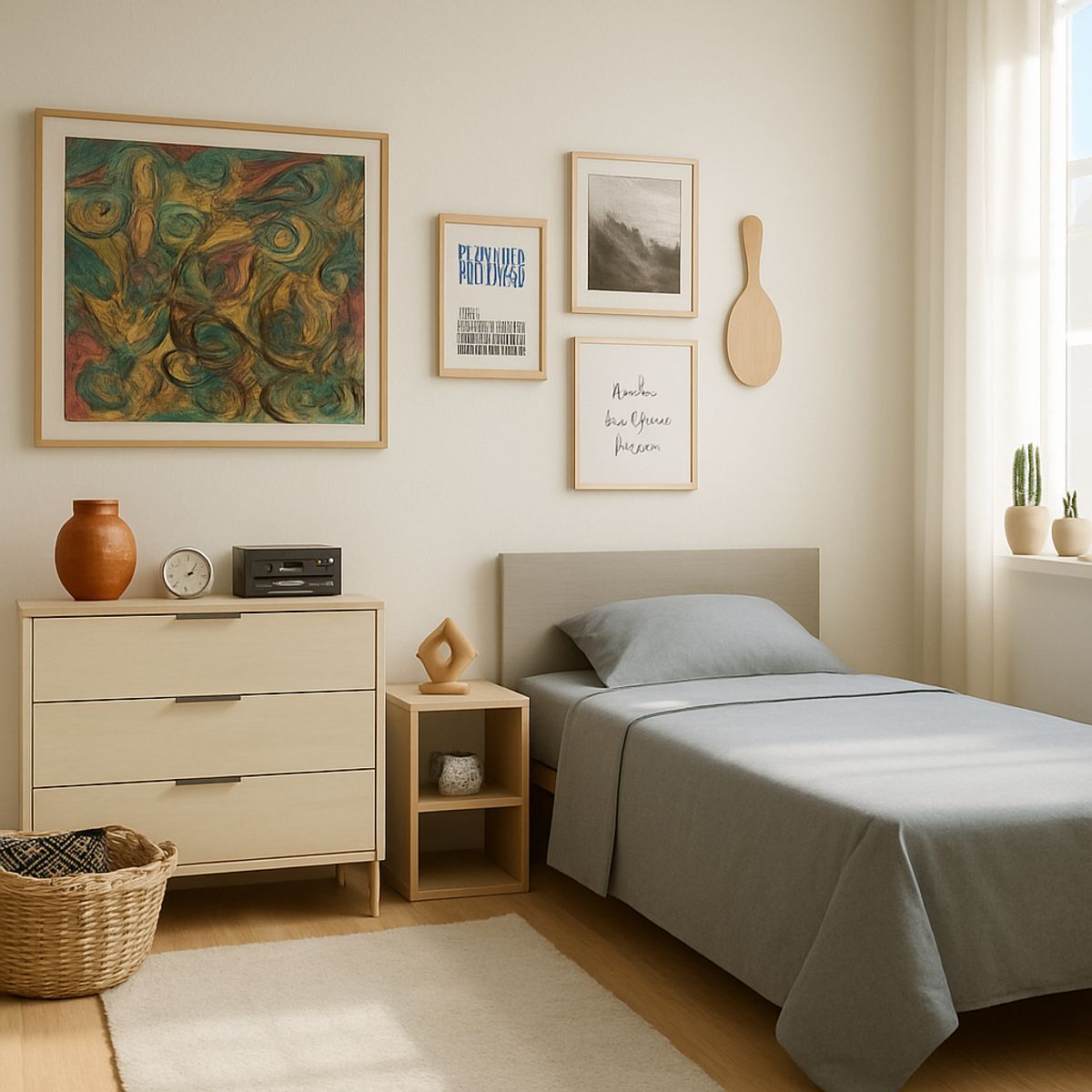 ARMONIA - Juego de cama Twin de 1 plaza 144 hilos patrón gris claro