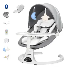 LUBABYCAS - Mecedora Eléctrica 2 En 1 Bluetooth Yoya Gris