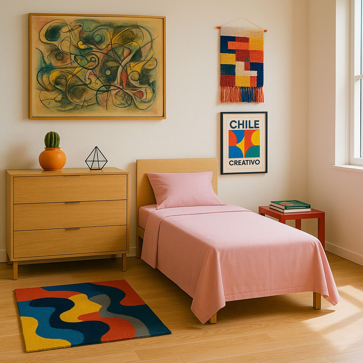 ARMONIA - Set de sábanas 1 plaza Twin 144 hilos estilo rosa