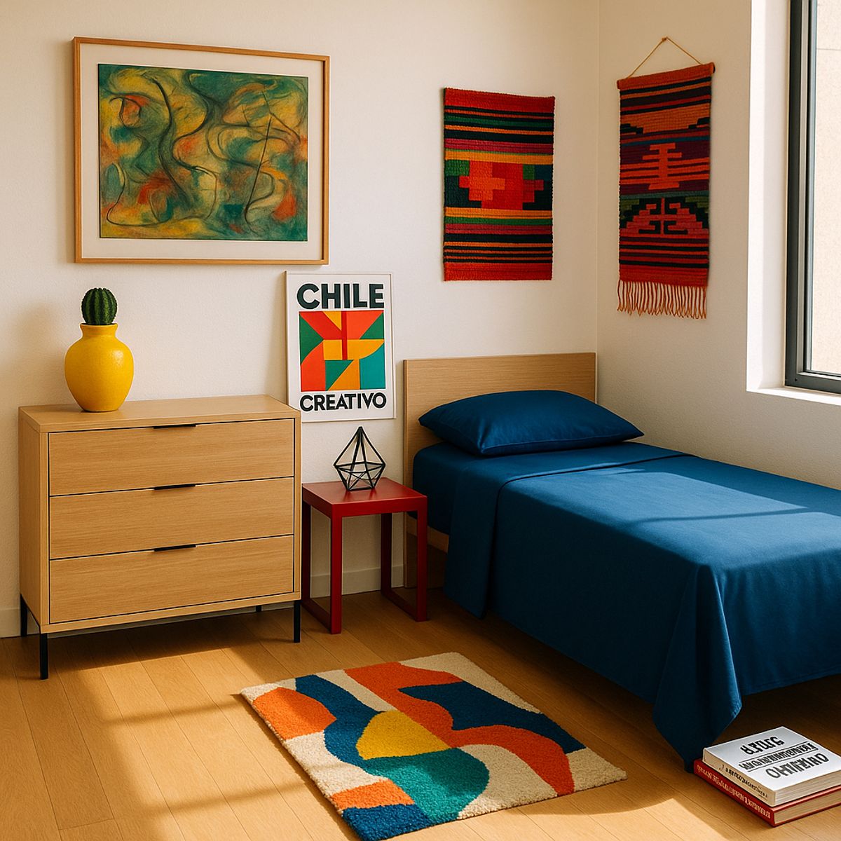 ARMONIA - Set de sábanas 1 plaza Twin 144 hilos estilo color azul