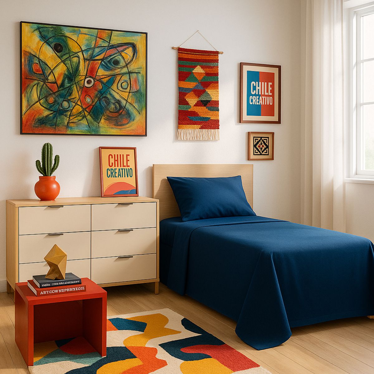 ARMONIA - Set de sábanas 1 plaza Twin 144 hilos estilo color azul