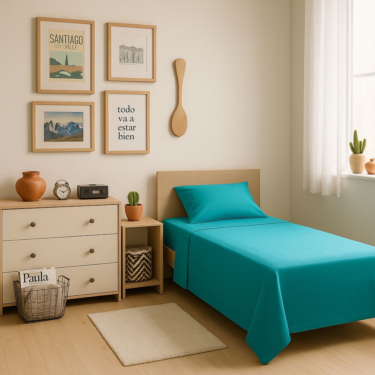 ARMONIA - Juego de cama Twin de 1 plaza 144 hilos patrón verde olivo