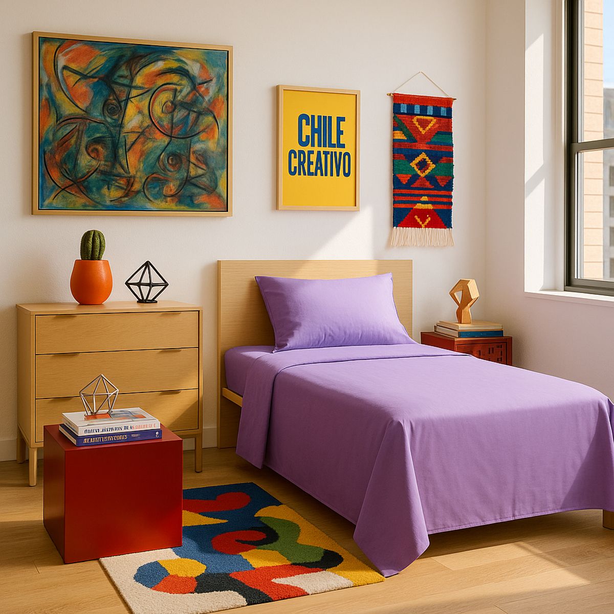 ARMONIA - Juego de cama Twin de 1 plaza 144 hilos patrón violeta